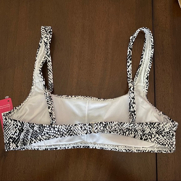 🌞Ribbed Bralette Bikini Top White Snakeskin Print - Picture 5 of 7